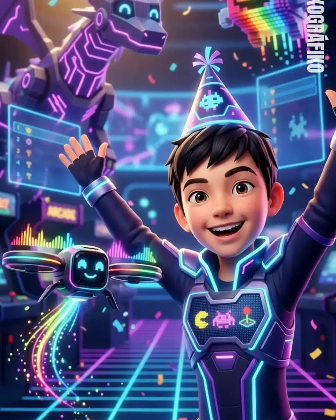 Invitación de cumpleaños: Cyber Gaming / Arcade